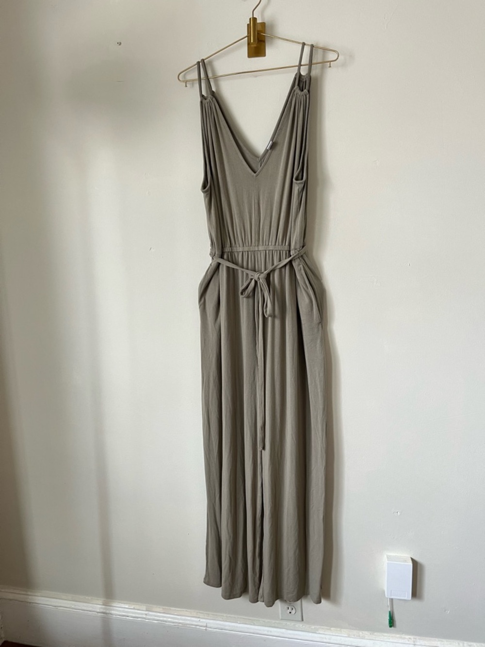 Old Navy olive Cottagecore spring  V-Neck wide leg Jumpsuit XL